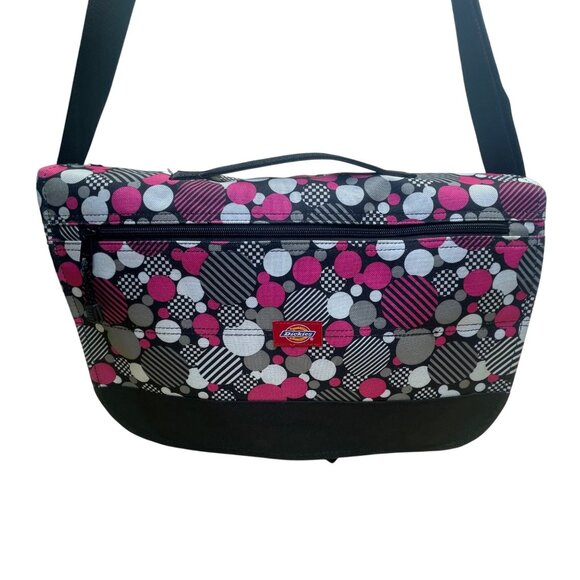 Dickies Women’s Black/Pink Nylon Adjustable Strap Checkerboard Messenger Bag - Picture 1 of 8